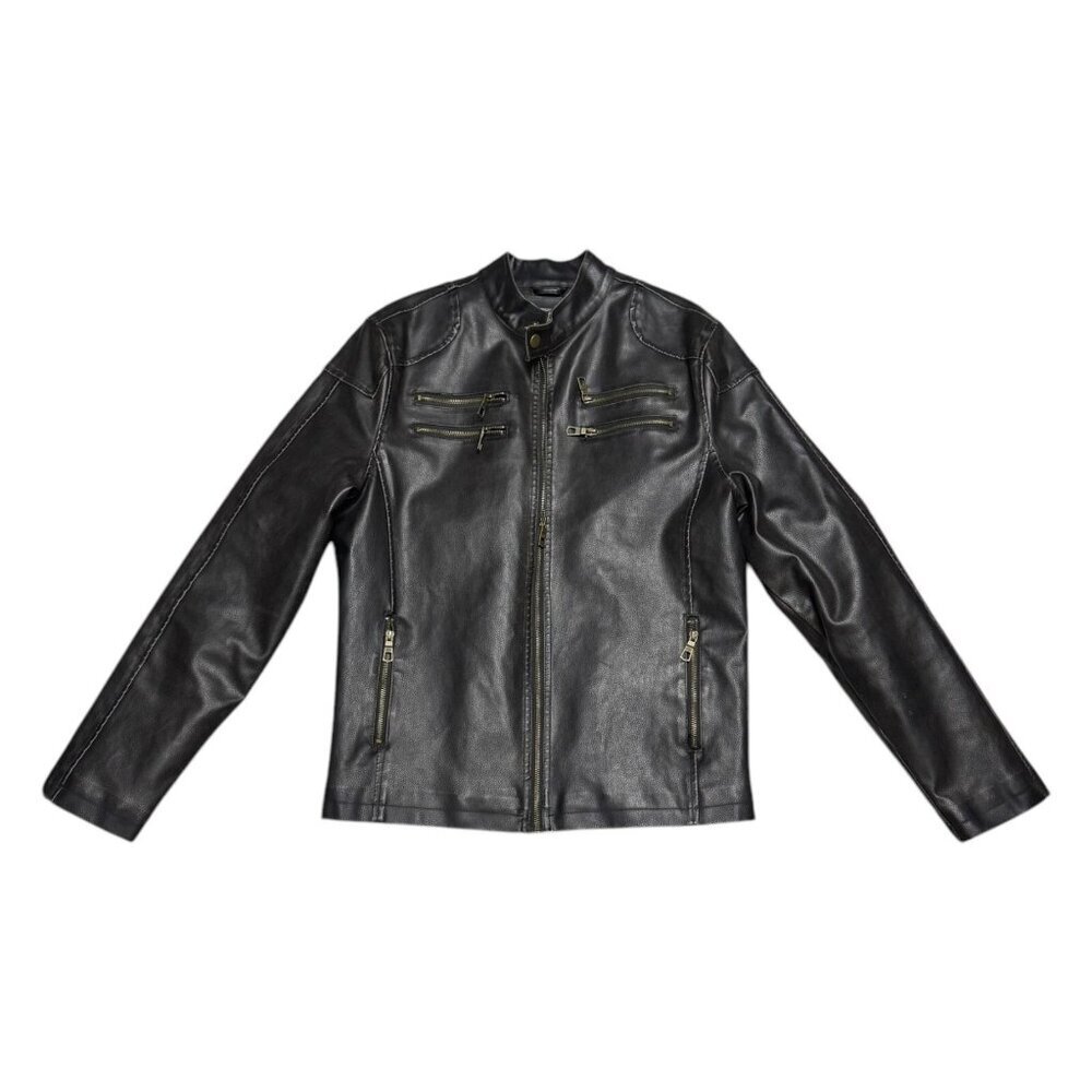 AMERICAN RAG FAUX VEGAN LEATHER Motorcycle Biker Bomber Jacket Mens Large